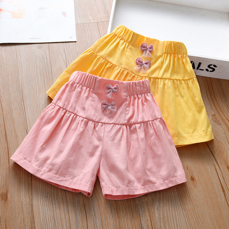 Summer Kids Girls Thin Soft Breathable Bows Attached Casual Shorts, MyKids-USA®, Baby & Toddler Bottoms, MyKids-USA - - - - - - -
