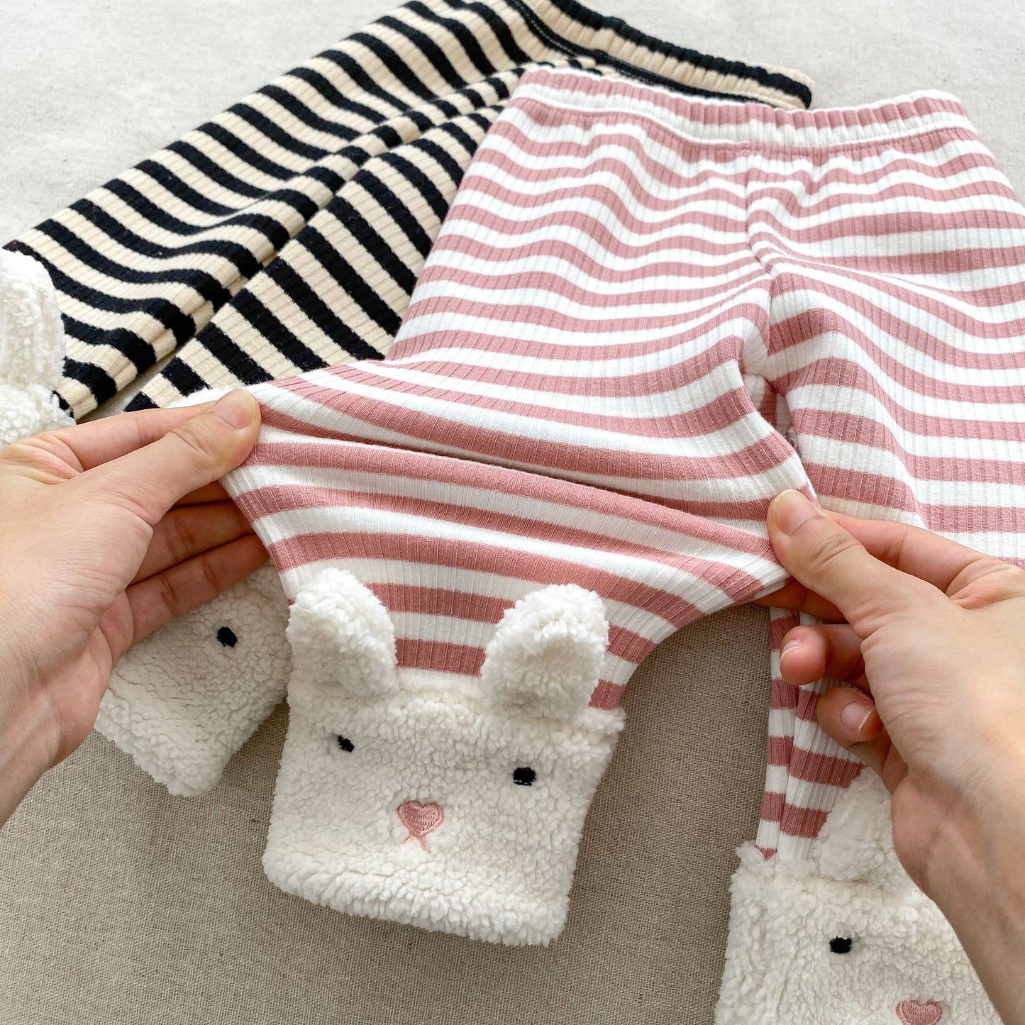 Winter Hot Selling Baby Unisex Long Sleeves Simple Rabbit Design Hooded Top Pullover and Striped Trousers Set, MyKids-USA®, Baby & Toddler Outfits, MyKids-USA - - - - - - -