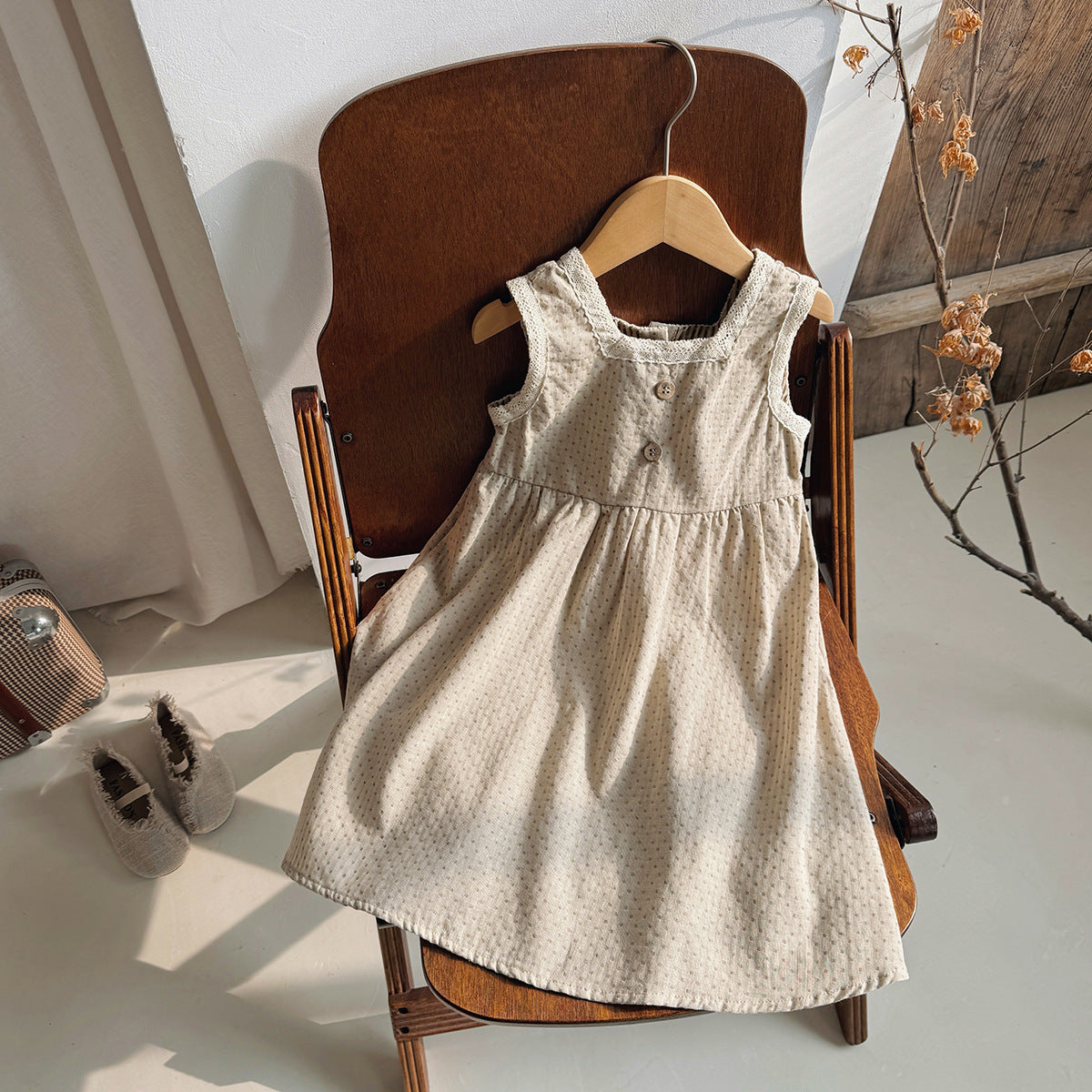 Summer Arrival Baby Kids Girls Lace Trim Sleeveless Geometric Dots Pattern Dress, MyKids-USA®, Baby & Toddler Dresses, MyKids-USA - - - - - - -