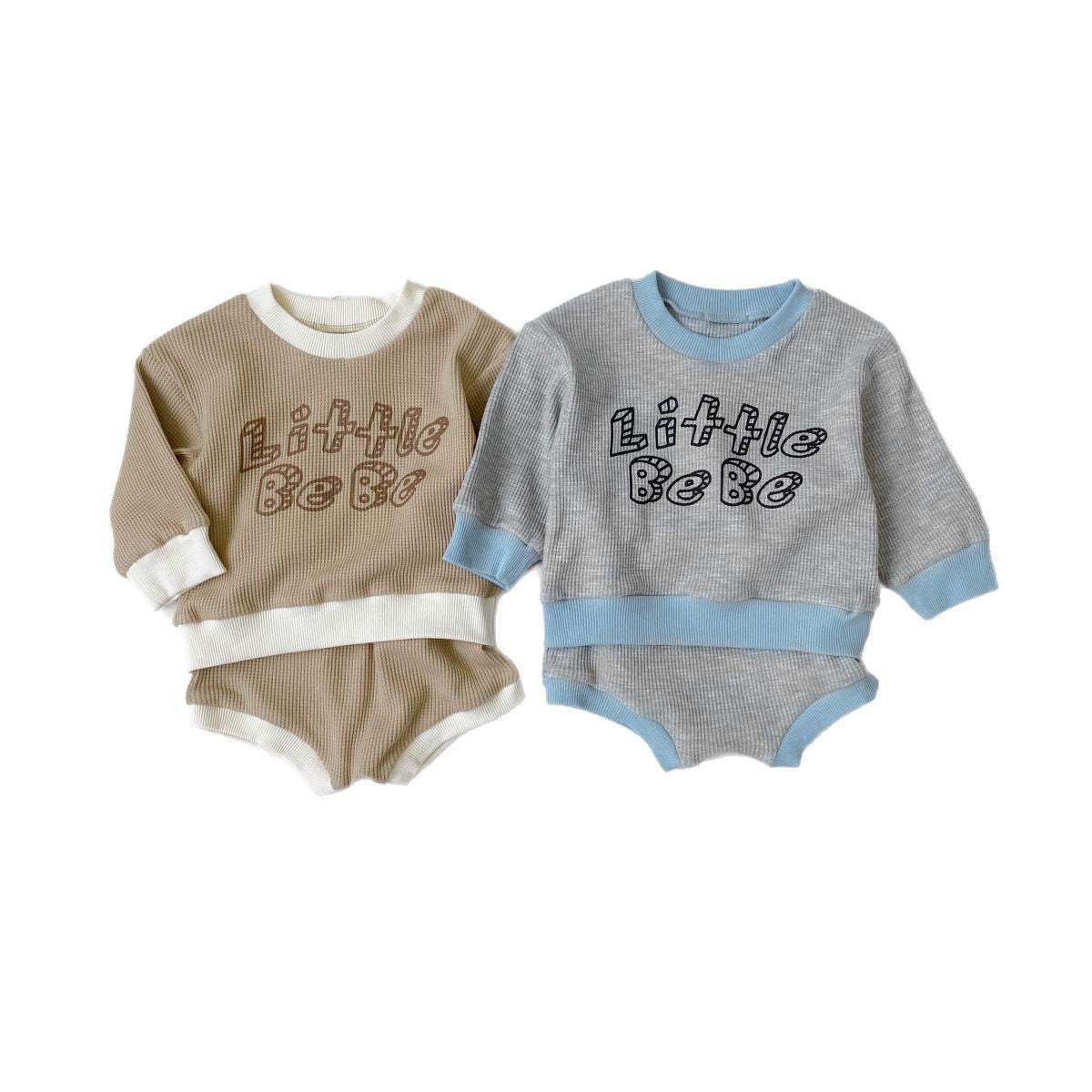 Arrival Summer and Spring Baby Unisex Long Sleeves Letters Pattern Pullover and Shorts Clothing Set