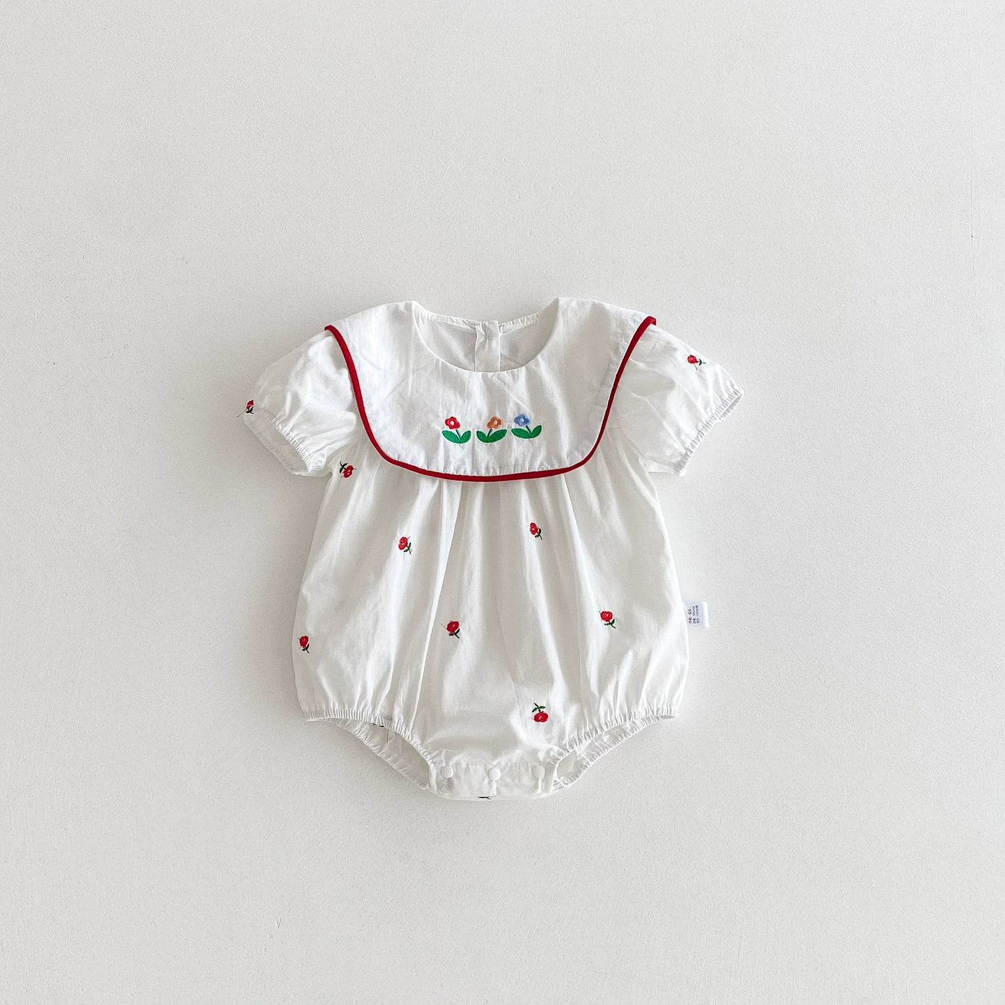 Summer Arrival Baby Girls Floral Pattern Embroidered Short Sleeves Onesies, MyKids-USA®, Baby One-Pieces, MyKids-USA - - - - - - -