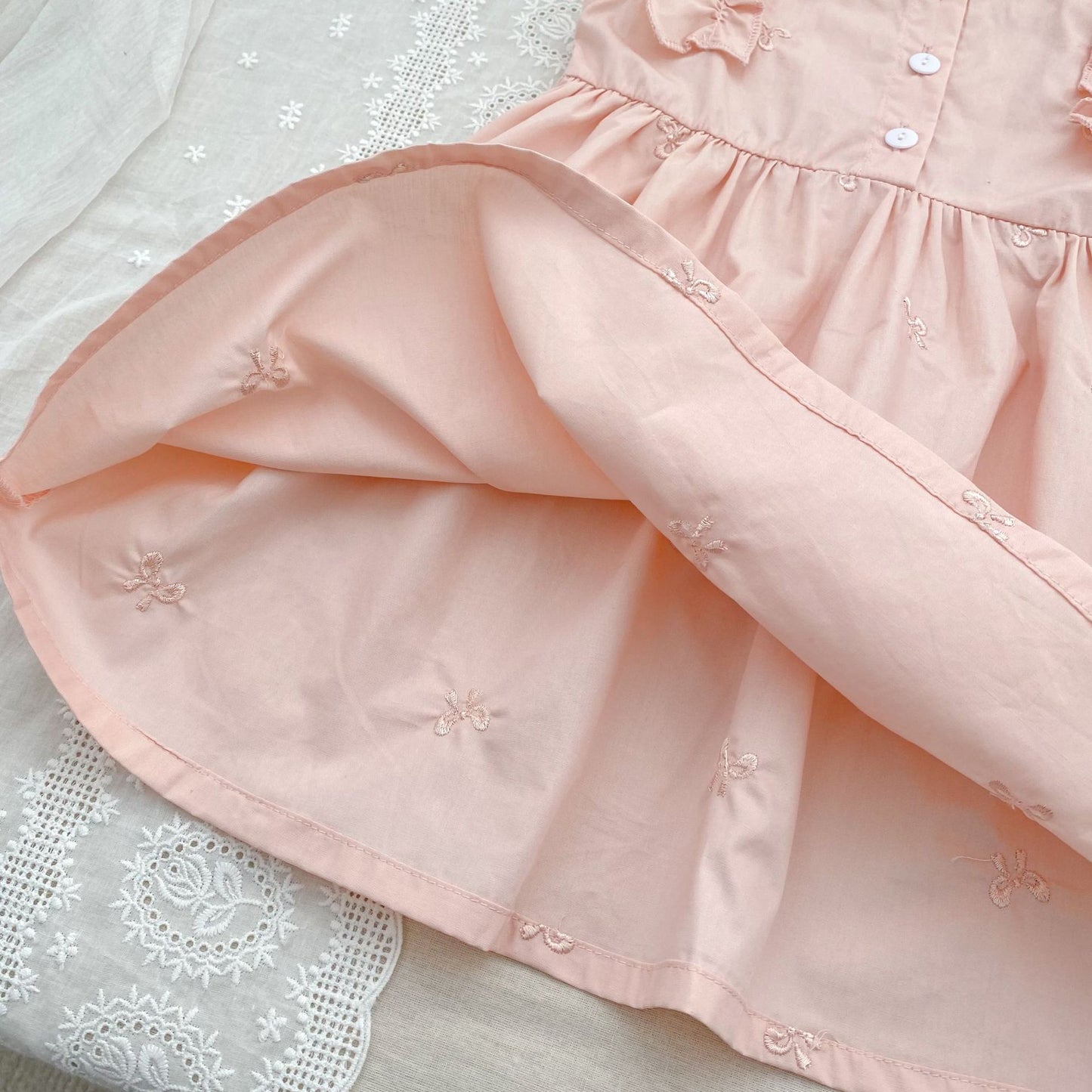 Summer Baby Girls French-style Butterfly-Bows Embroidery Pattern Sleeveless Onesies and Dress – Princess Sister Matching Set, MyKids-USA®, Baby & Toddler Outfits, MyKids-USA - - - - - - -