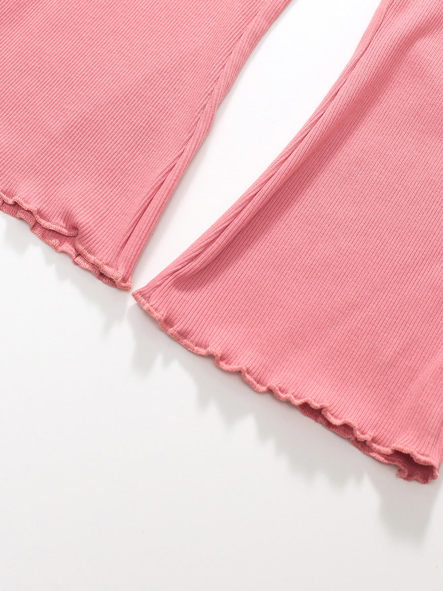 Spring Baby Kids Girls Letters Embroidery Long Sleeves Pullover And Solid Flared Pants Clothing Set, MyKids-USA®, Baby & Toddler Outfits, MyKids-USA - - - - - - -