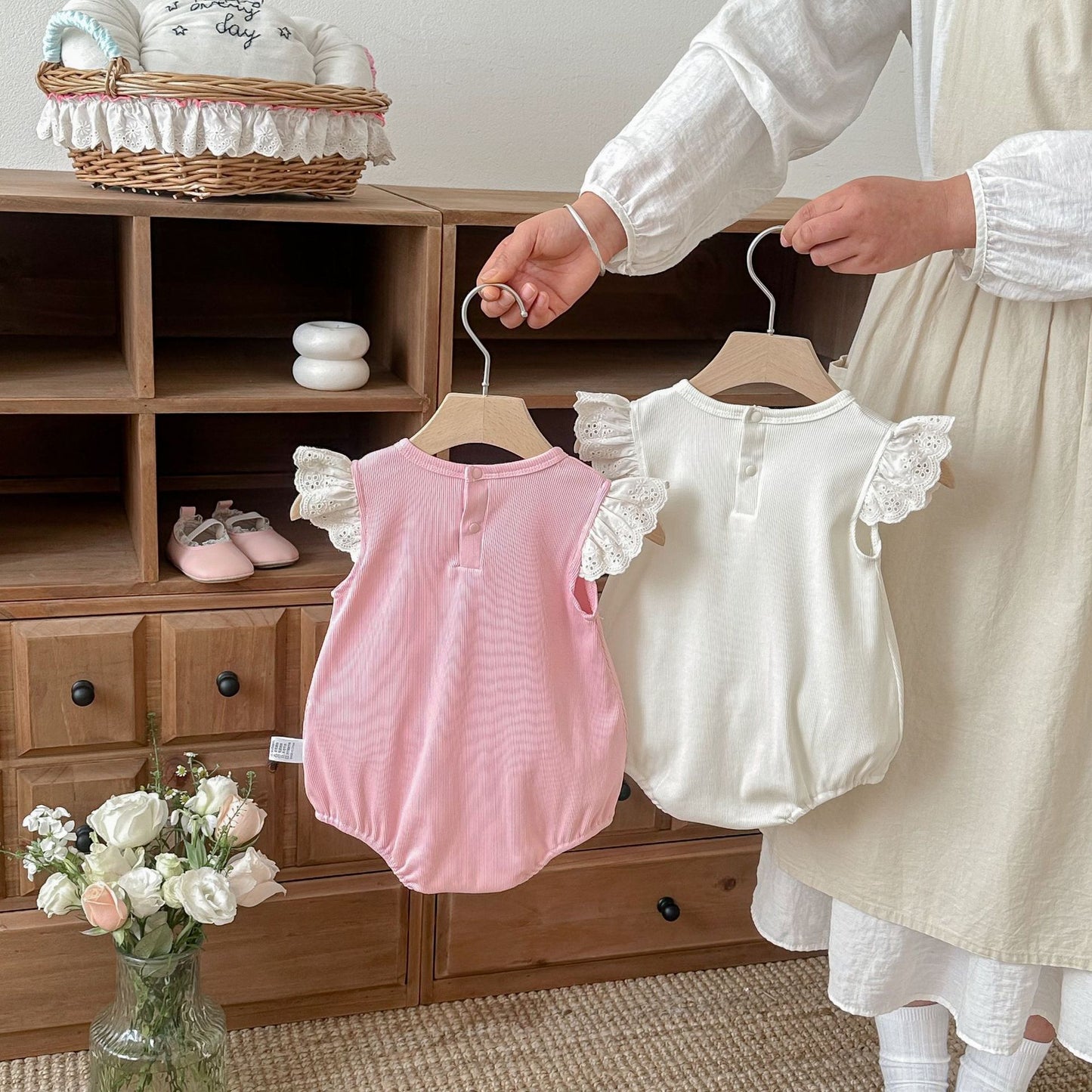 Summer Arrival Baby Girls Fly Sleeves Crew Neck Plain Bodysuit, MyKids-USA®, Bodysuits, MyKids-USA - - - - - - - .