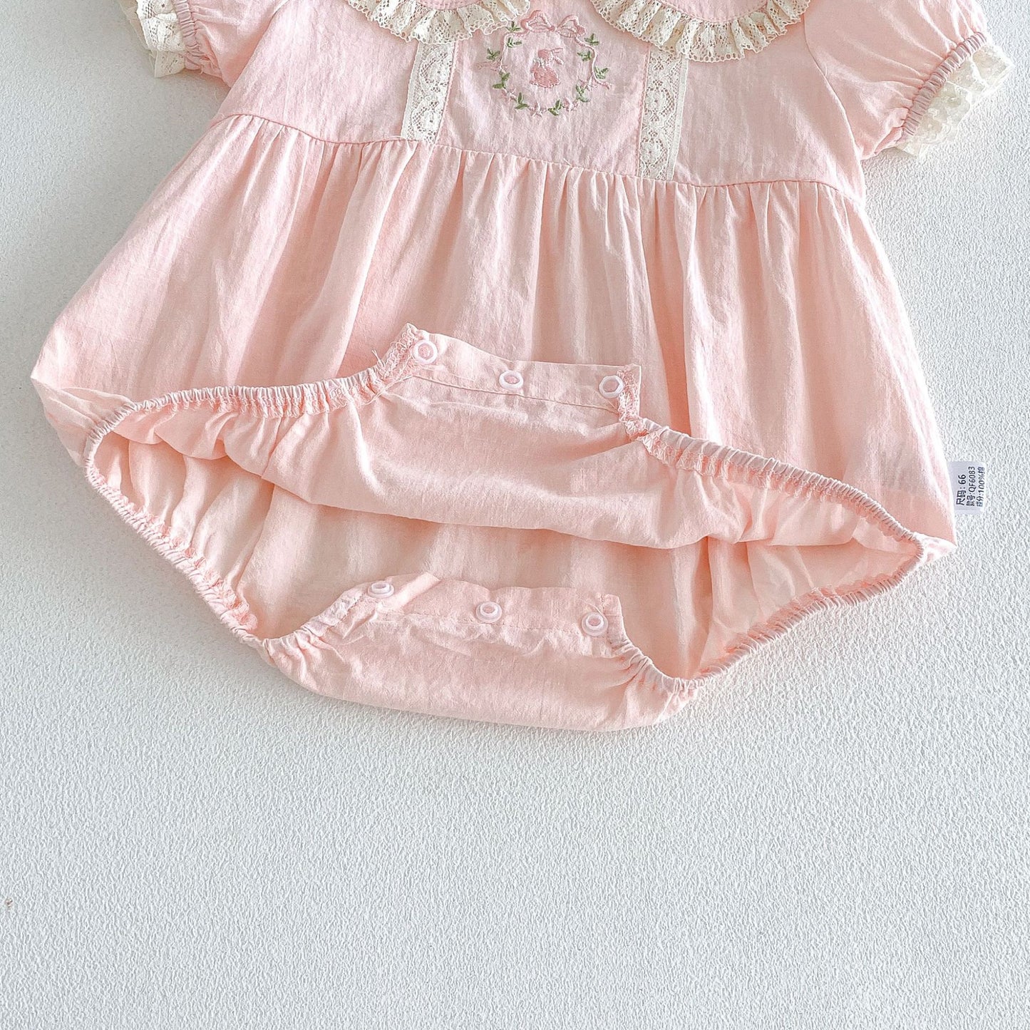 Summer Arrival Baby Girls Short Sleeves Embroidery Pattern Lace Trim Bodysuit, MyKids-USA®, Baby & Children's One-Pieces, MyKids-USA - - - - - - - .