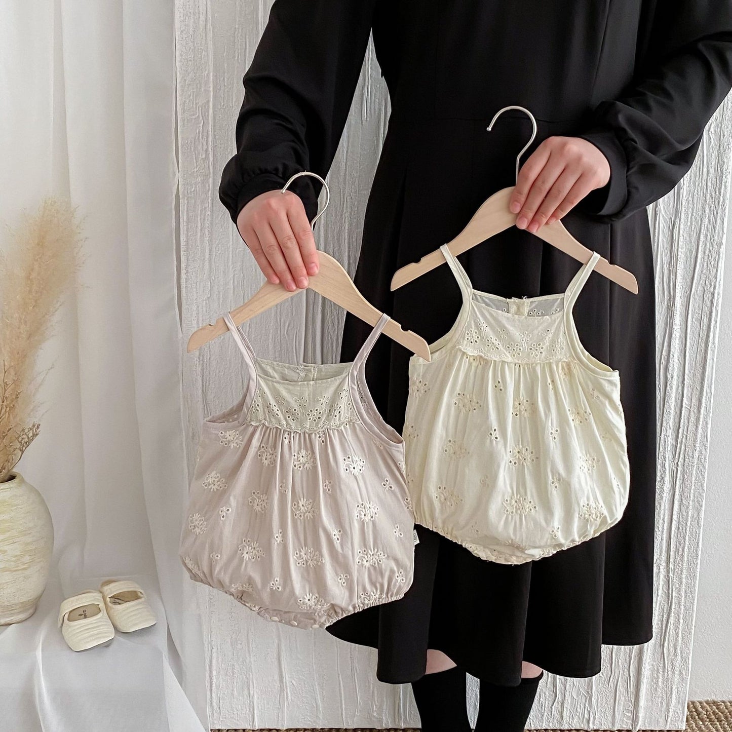 Summer Baby Kids Girls Flowers Embroidery Pattern Simple Sleeveless Strap Onesies, MyKids-USA®, Baby One-Pieces, MyKids-USA - - - - - - -