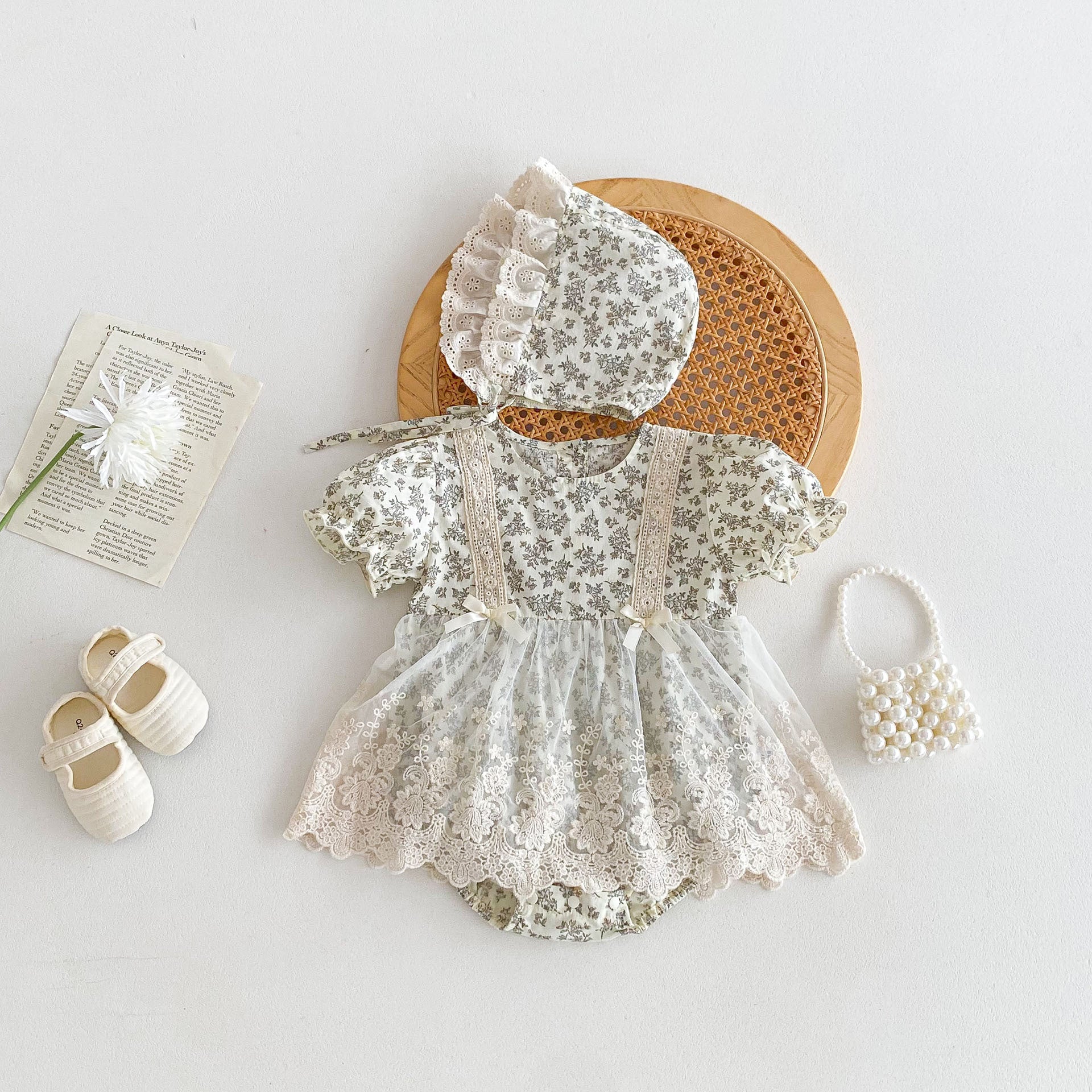 Summer Baby Girls Vintage Floral Short Sleeves Lace Mesh Princess bodysuit Dress 73 (6-9M) / Apricot Summer Baby Girls Vintage Floral Short Sleeves Lace Mesh Princess bodysuit Dress 73 (6-9M) / Apricot