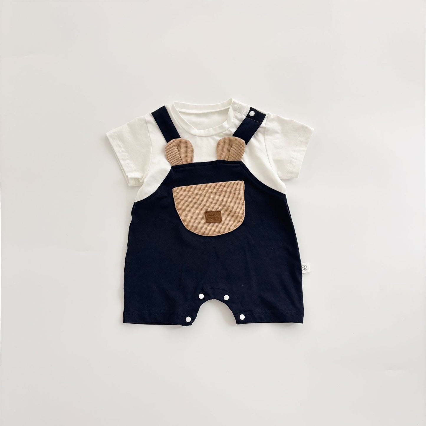 Design Summer Baby Kids Boys Teddy Bear Pattern Color Patchwork Short Sleeves Romper, MyKids-USA®, Baby One-Pieces, MyKids-USA - Size/Age - 66 (3-6M) - Color - White - - - TR2505190938-B