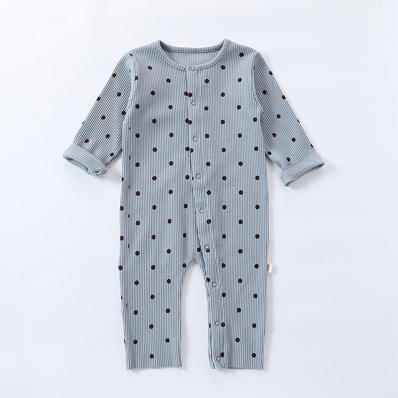 Spring Northern European Style Dots Print Crew Neck Comfy Onesies/Romper, MyKids-USA®, Baby One-Pieces, MyKids-USA - Size/Age - 66 (3-6M) - Color - Light Blue - - - TR2403091647-C