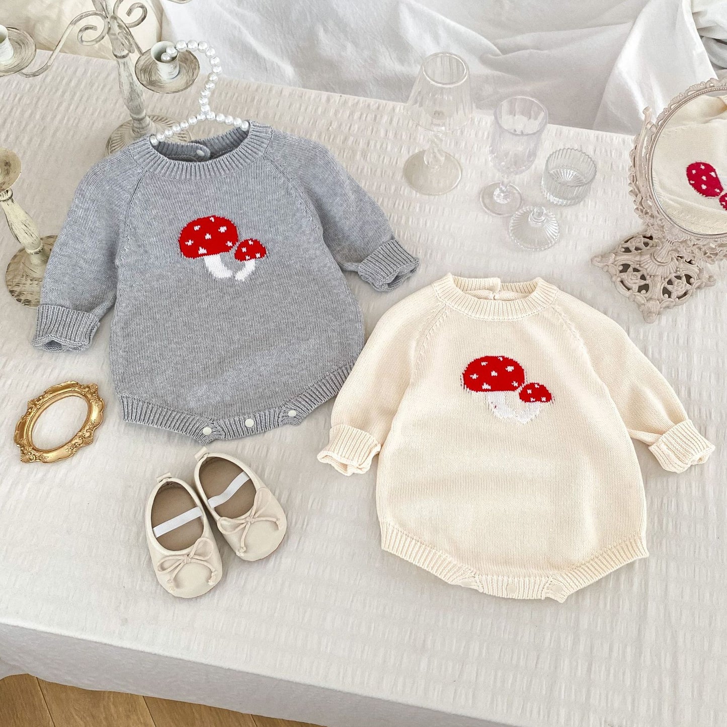 Arrival Autumn Baby Unisex Long Sleeves Mushrooms Jacquard Pattern Knitted Onesies, MyKids-USA®, Baby One-Pieces, MyKids-USA - - - - - - -