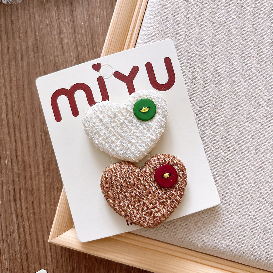 Collection of Versatile Sweet Candy-Colored Love Heart Fabric Hair Clips, MyKids-USA®, Hair Pins, Claws & Clips, MyKids-USA - Size/Age - Average Size (0-12Y) - Color - Coffee - - - TR2411201332-B.