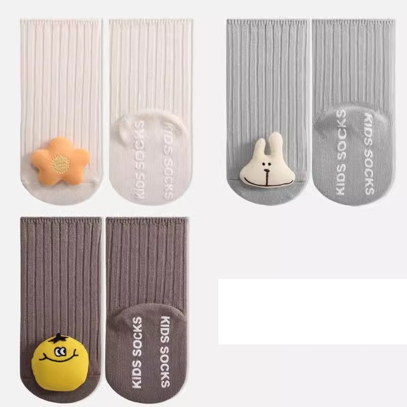 Baby Unisex Breathable Comfy Cartoon Animal Doll Socks Non-Slip Set, MyKids-USA®, Baby & Toddler Socks & Tights, MyKids-USA - Size/Age - XS (0-6M) - Color - Grey - - - TR2311241613-C