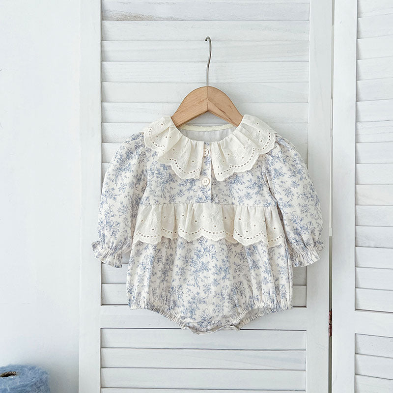 Spring Baby Girls French-style Floral Long-sleeved Onesies and Dress – Princess Sister Matching Set, MyKids-USA®, Baby & Toddler Outfits, MyKids-USA - - - - - - -