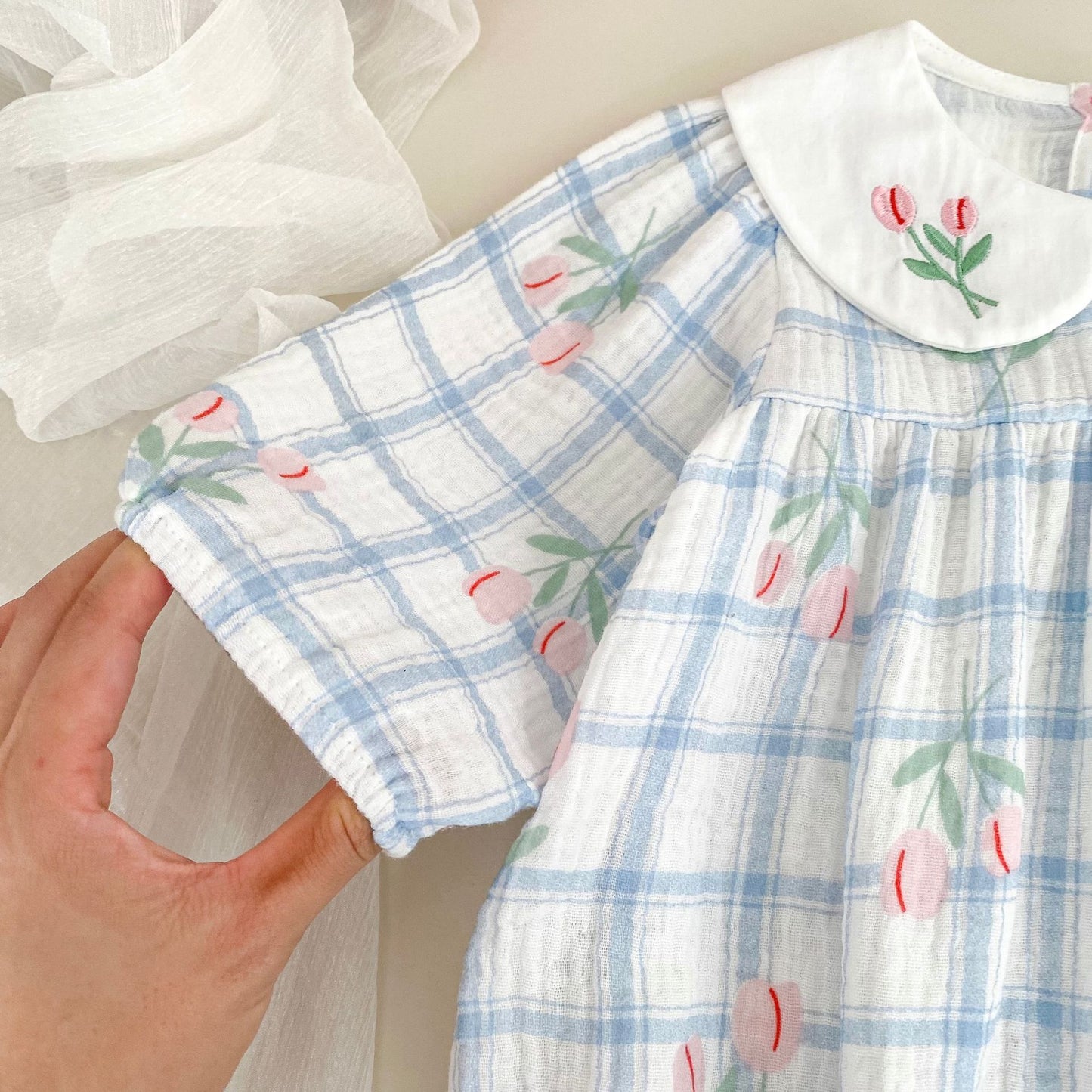 MyKids-USA® Autumn Flowers and Plaid Pattern Baby Kids Girls Princess Long Sleeves Bodysuit