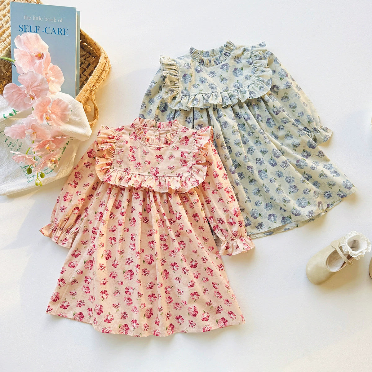 Arrival Autumn Girls Vintage Floral Pattern Long Sleeves Ruffle Neck Dress, MyKids-USA®, Baby & Toddler Dresses, MyKids-USA - - - - - - -