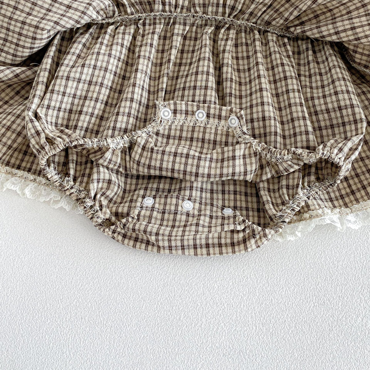 MyKids-USA® Autumn Arrival Baby Girls Long Sleeves Lace Trim Plaid Bodysuit Dress