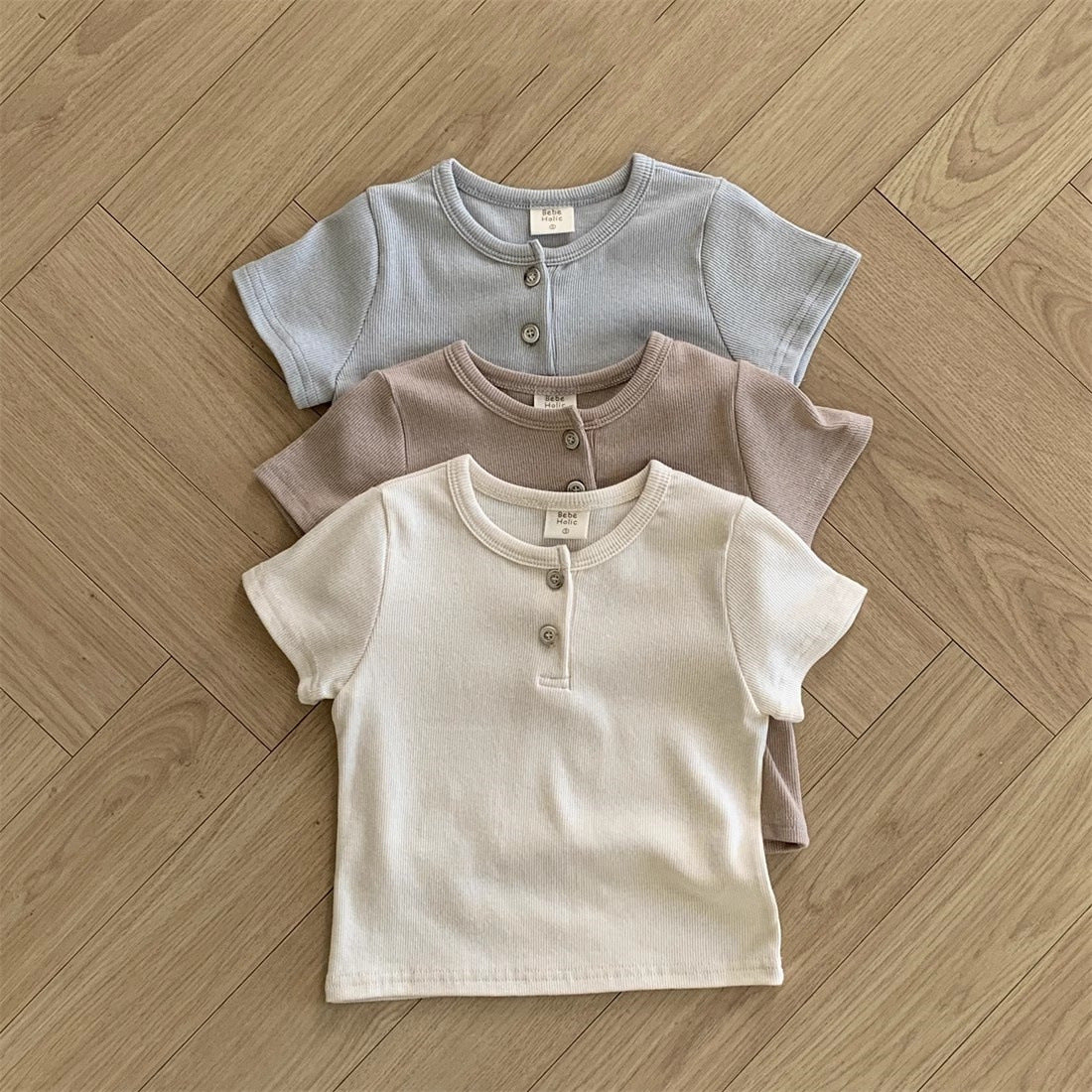 Summer Arrival Kids Unisex Crew Neck Short Sleeves Thin Solid
