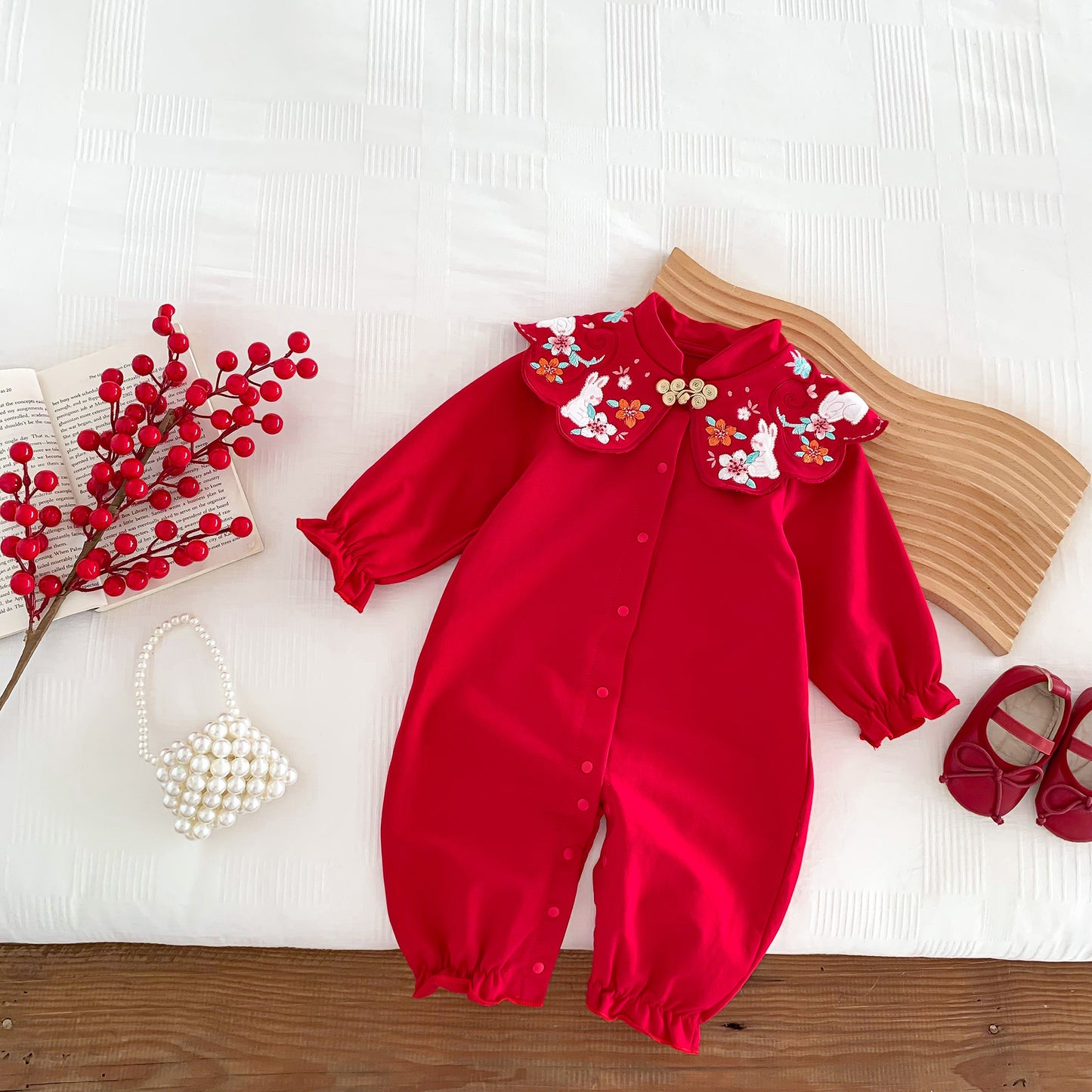 Chinese Style Red Festival Romper In Autumn, MyKids-USA®, Baby One-Pieces, MyKids-USA - - - - - - -