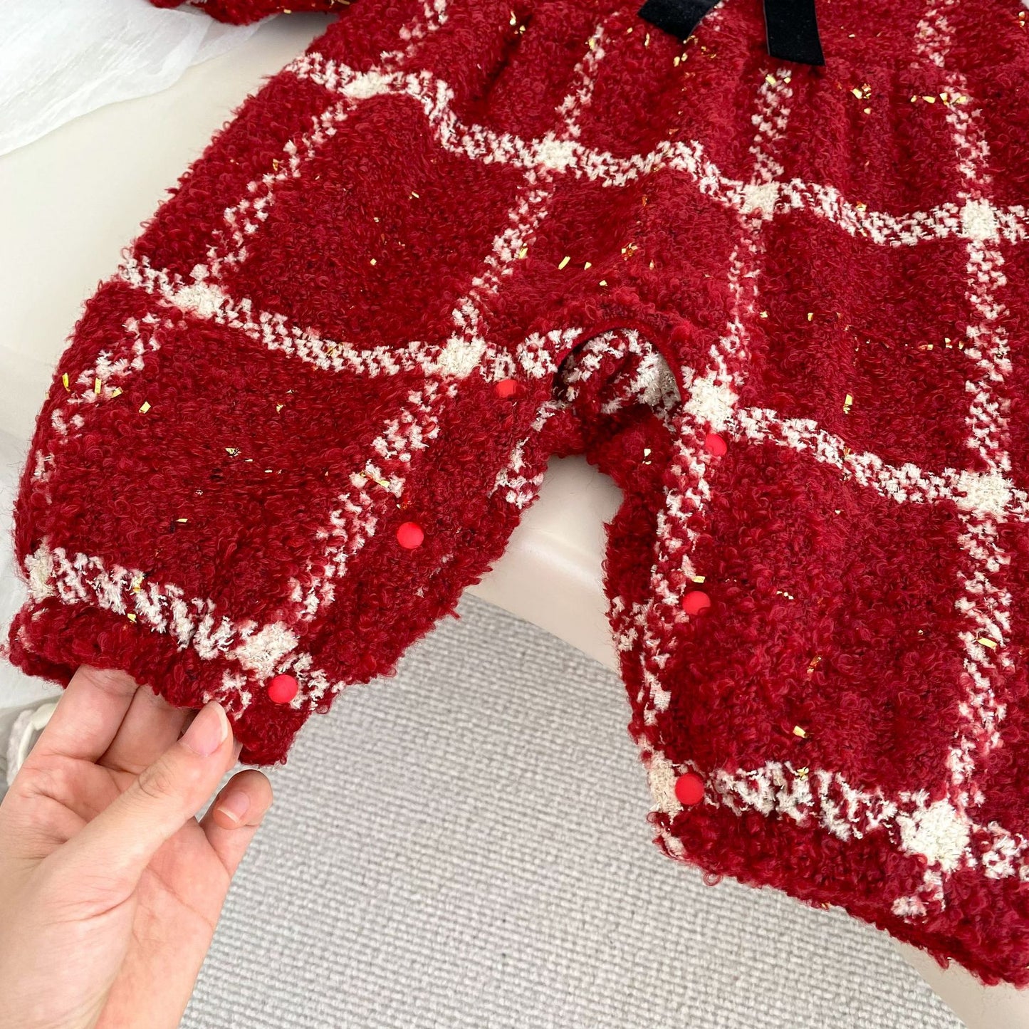 Winter Arrival Baby Girls Long Sleeves Plaid Pattern Fleece-Lined Warm Rompers, MyKids-USA®, Baby One-Pieces, MyKids-USA - - - - - - -