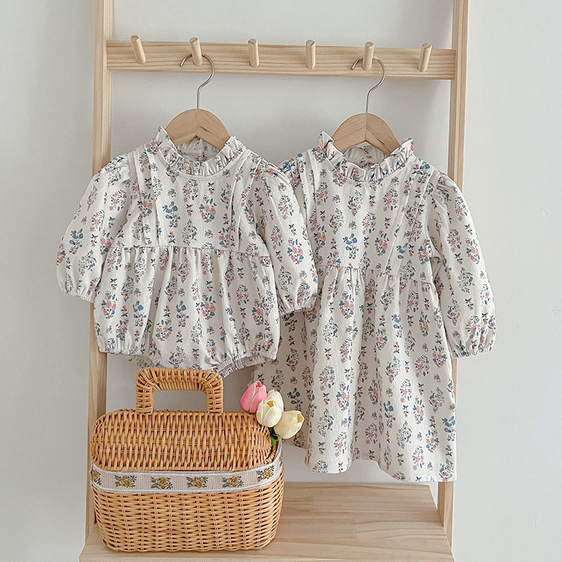 Princess Ditsy Flower Graphic Long Sleeve Dress Onesies, MyKids-USA®, Baby & Toddler Outfits, MyKids-USA - - - - - - -