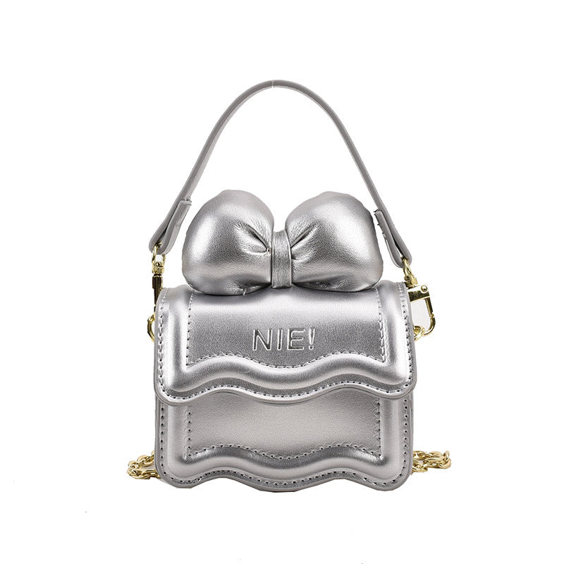 Stylish Mini Carry-On Girls’ Portable Big Bow Princess Crossbody Handbag, MyKids-USA®, Handbags, MyKids-USA - Size/Age - Average Size (3-8Y) - Color - Silver - - - TR2404022254-D