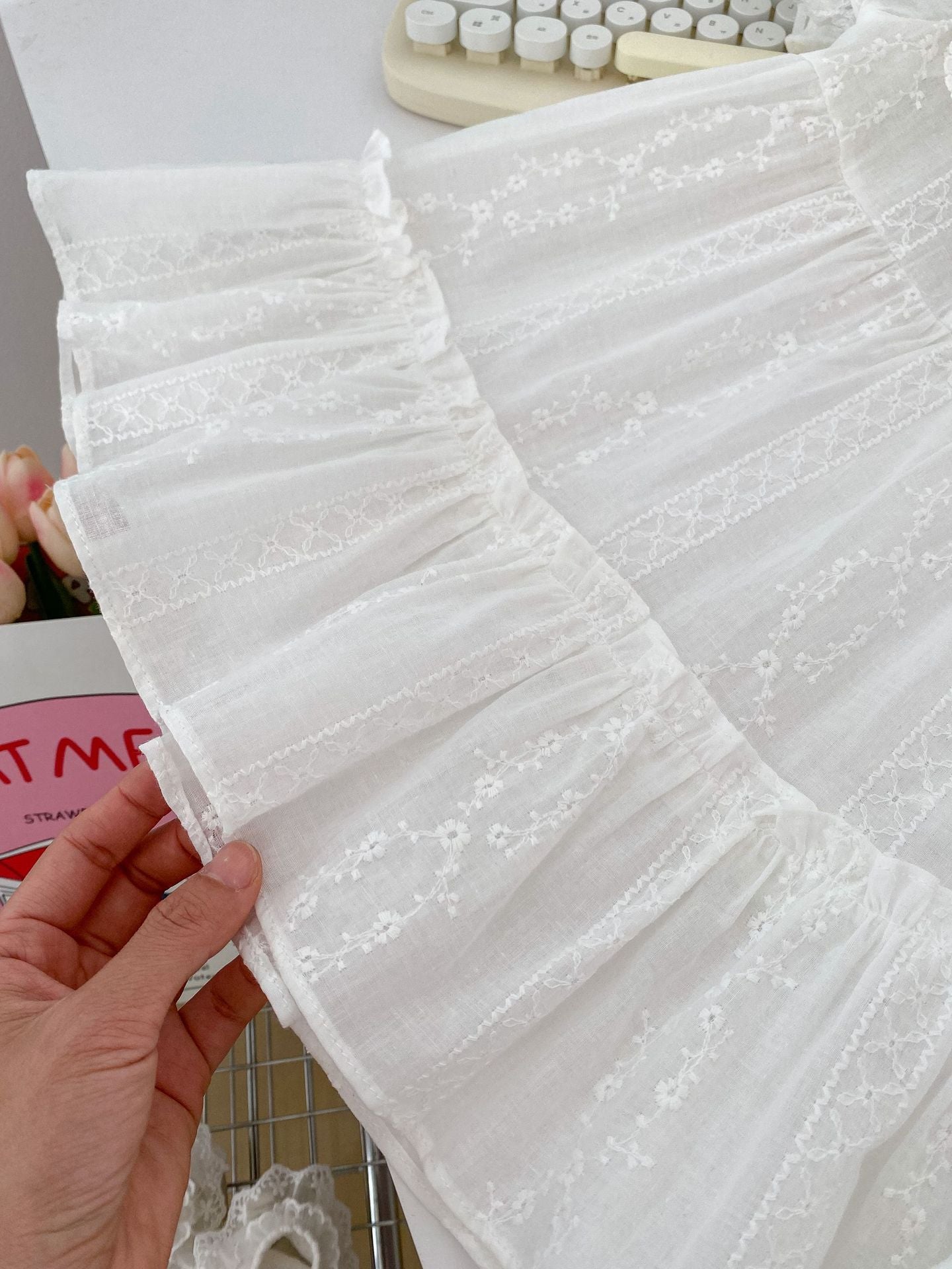 Summer Baby Girls Flowers Embroidery Pattern Lace Collar Short Sleeves Onesies/Dress, MyKids-USA®, Baby & Toddler Outfits, MyKids-USA - - - - - - -