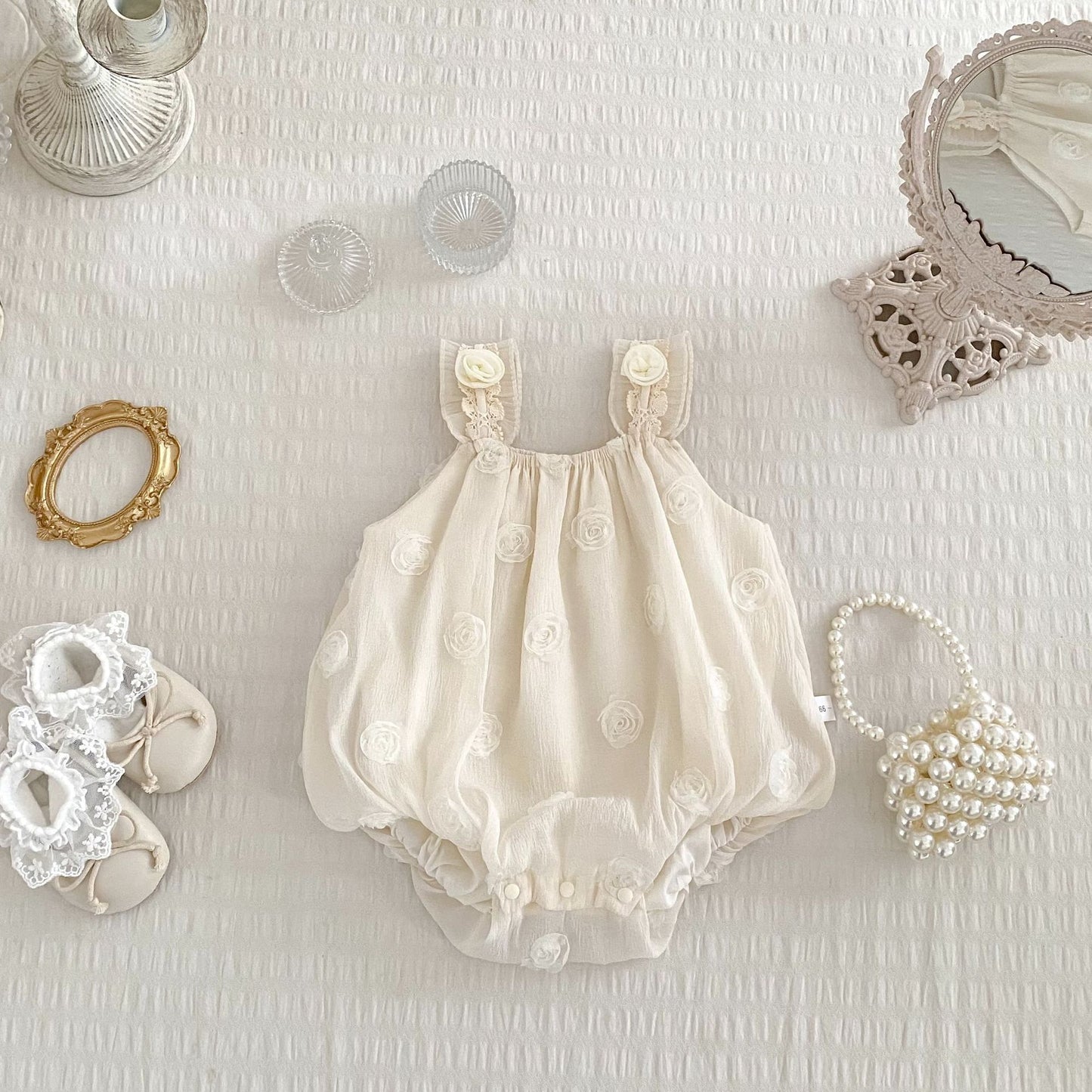 Summer Arrival Baby Girls Sleeveless Solid Color Floral Pattern Onesies, MyKids-USA®, Baby One-Pieces, MyKids-USA - - - - - - -