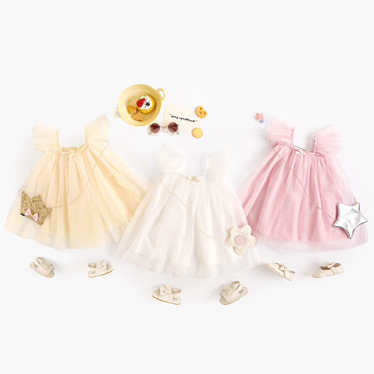 Summer Arrival Baby Girls Holiday Solid Color Princess Square Neck Mes MyKids-USA Summer Arrival Baby Girls Holiday Solid Color Princess Square Neck Mes MyKids-USA