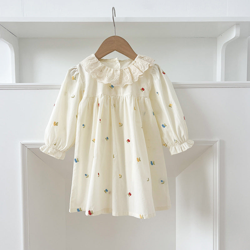 Spring Baby Girls Floral and Fruits Embroidery Pattern Long-sleeved Onesies and Dress – Princess Sister Matching Set, MyKids-USA®, Baby & Toddler Outfits, MyKids-USA - Size/Age - 66 (3-6M) - Color - Apricot - - - TR2412281757-A