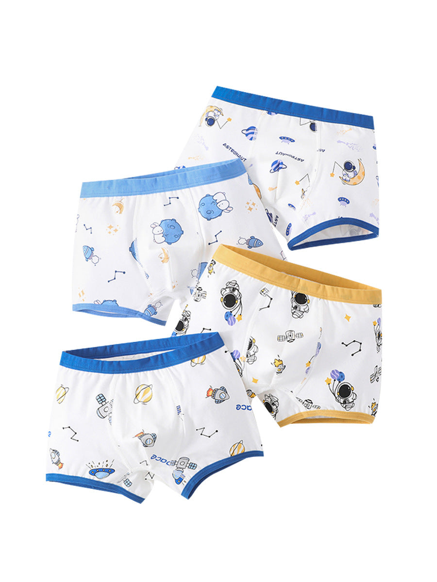 Boys’ Cartoon Pattern Printed Boxer Shorts Breathable Underwear Set, MyKids-USA®, Baby & Toddler Bottoms, MyKids-USA - Size/Age - 110 (3-5Y) - Color - Light Blue - - - TR2408191116-D