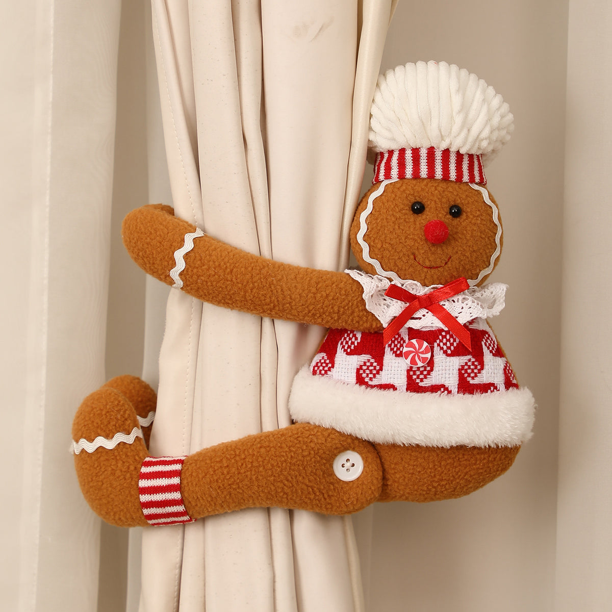 Cartoon Gingerbread Man Window Curtain Decoration for Christmas Party Play Doll, MyKids-USA®, Holiday Ornaments, MyKids-USA - Size/Age - Kids & Adult (Average Size) - Color - Brown - - - TR2411292339-A.