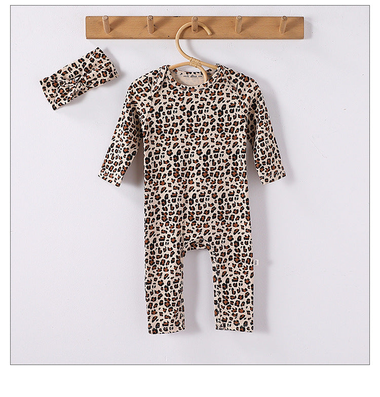 Spring Arrival Baby Unisex Long Sleeves Leopard Pattern Rompers and Onesies, MyKids-USA®, Baby One-Pieces, MyKids-USA - Size/Age - 66 (3-6M) - Color - Coffee - - - TR2502272319-C