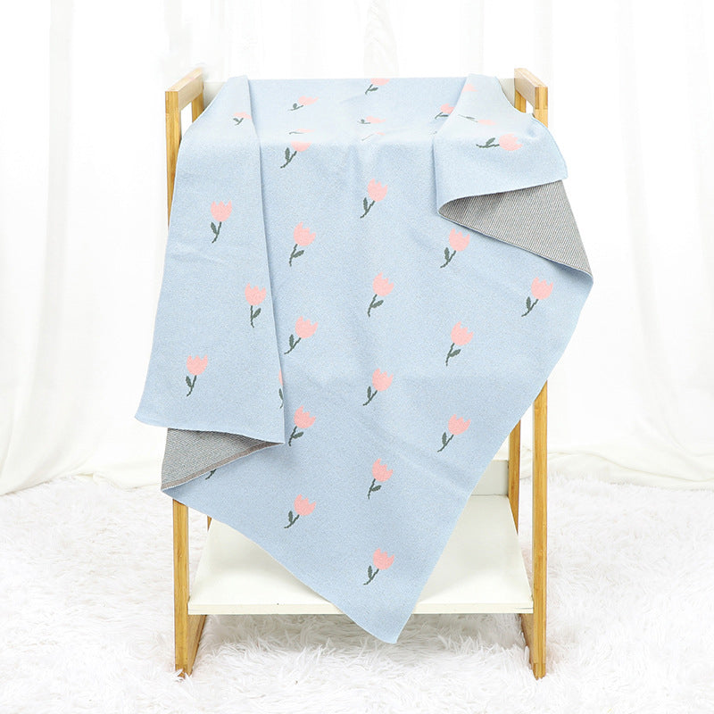 Best-Selling Knitted Baby Blanket With Fresh Floral Design: New Collection For Spring, Autumn, And Winter, MyKids-USA®, Blankets, MyKids-USA - - - - - - -