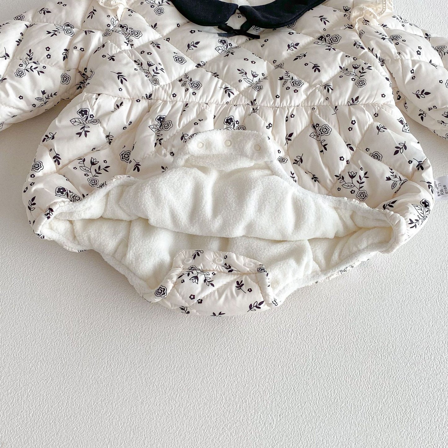 Winter Arrival Baby Girls Long Sleeves Floral Pattern Fleece-Lined Bodysuit, MyKids-USA®, Bodysuits, MyKids-USA - - - - - - - .