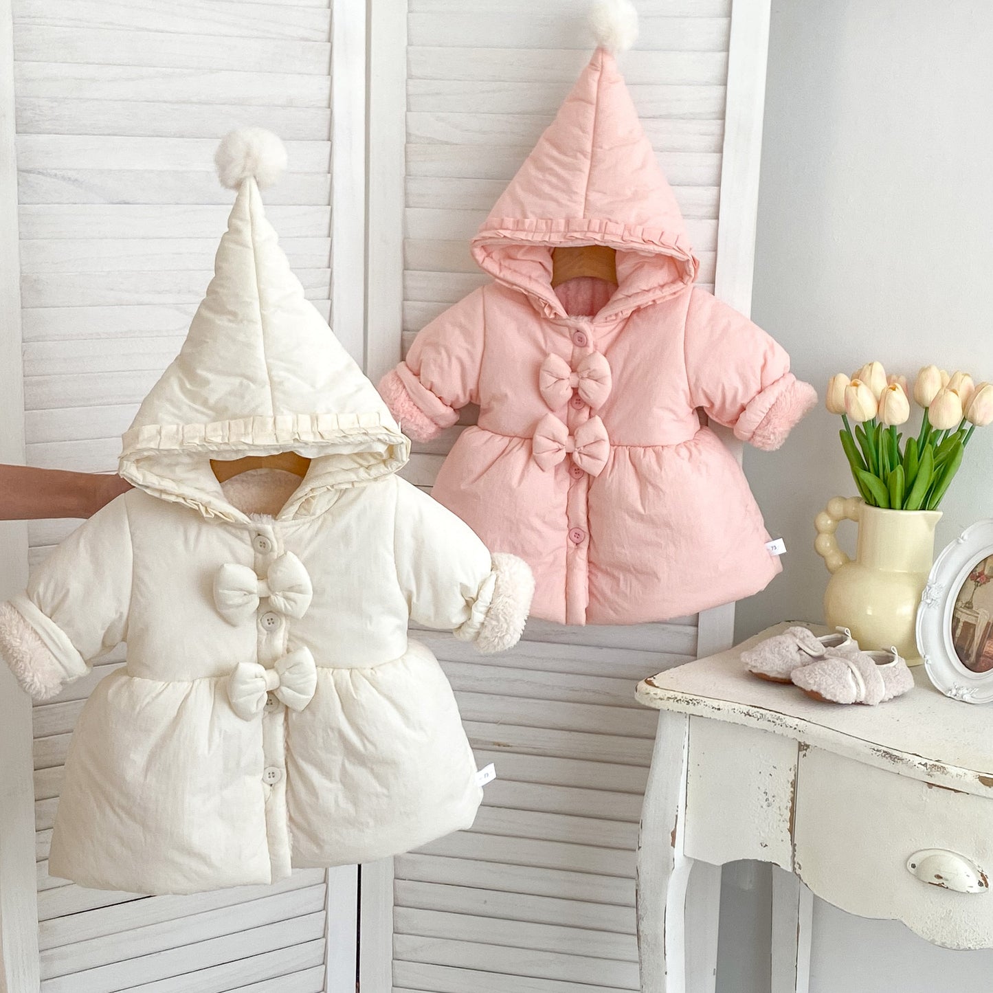 Arrival Baby Kids Girls Solid Color Single Breasted Hooded Thick Fleece-inside Coat, MyKids-USA®, Baby & Toddler Outerwear, MyKids-USA - - - - - - - .
