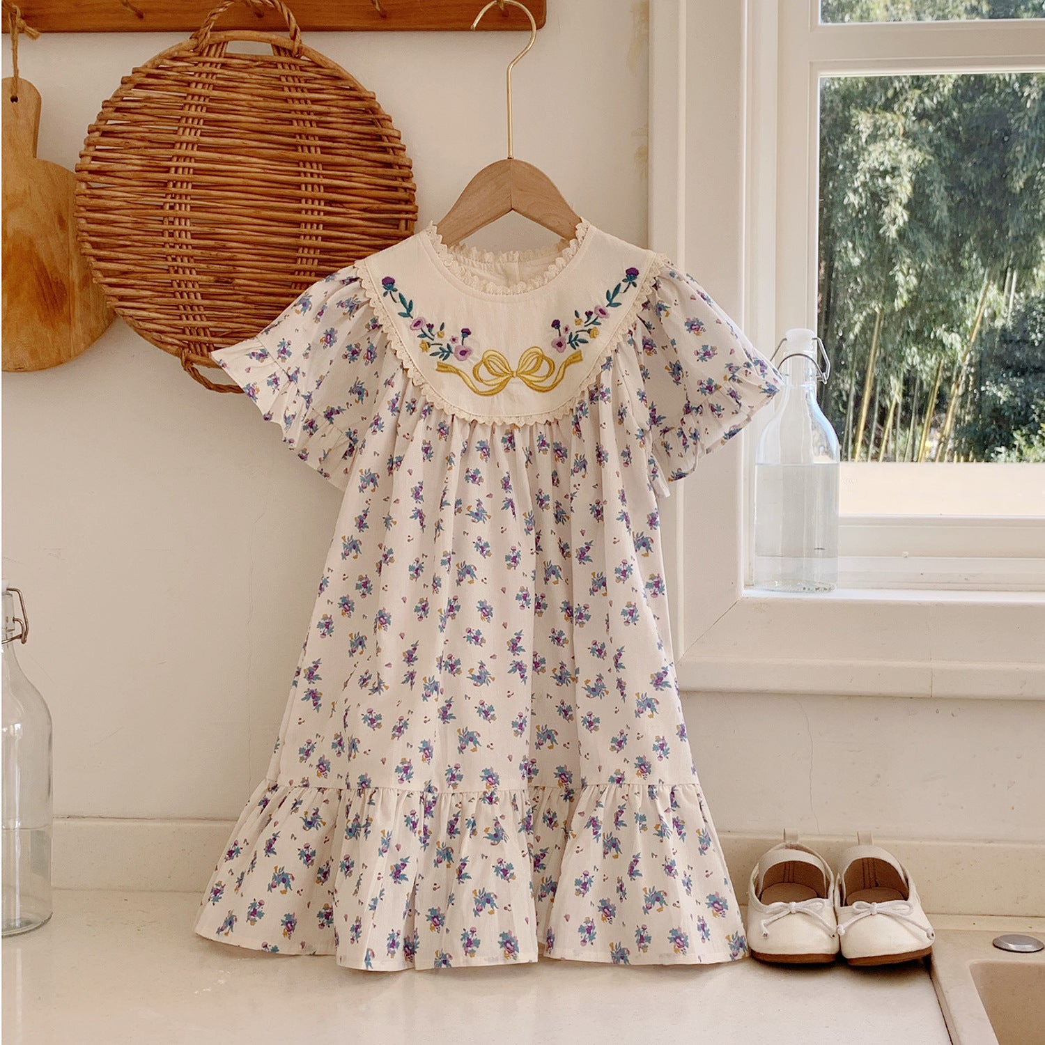 french embroidered dress Retro French Lace Trim Embroidered Dress L I Retro Fairy