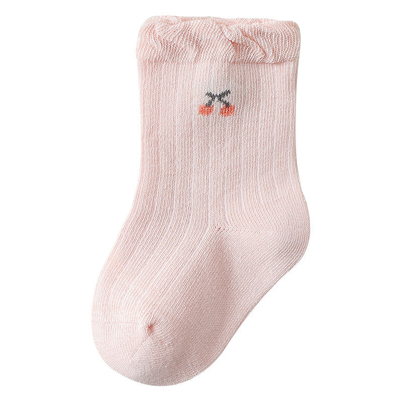 Baby Girls Frilled-Edges Breathable Mid-Calf Socks 2 Pairs, MyKids-USA®, Baby & Toddler Socks & Tights, MyKids-USA - Size/Age - XS (0-6M) - Color - Pink - - - TR2311241547-D