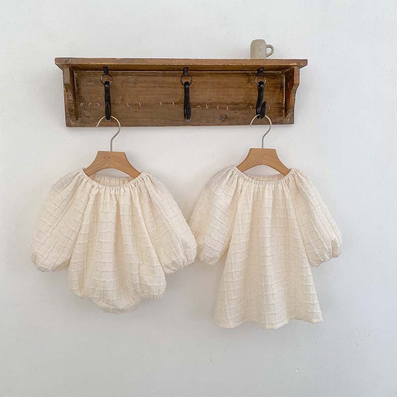 Design Autumn Baby Kids Girls Solid Color Simple Plaid Pattern Dress And Onesies Clothing Set, MyKids-USA®, Baby & Toddler Outfits, MyKids-USA - - - - - - -