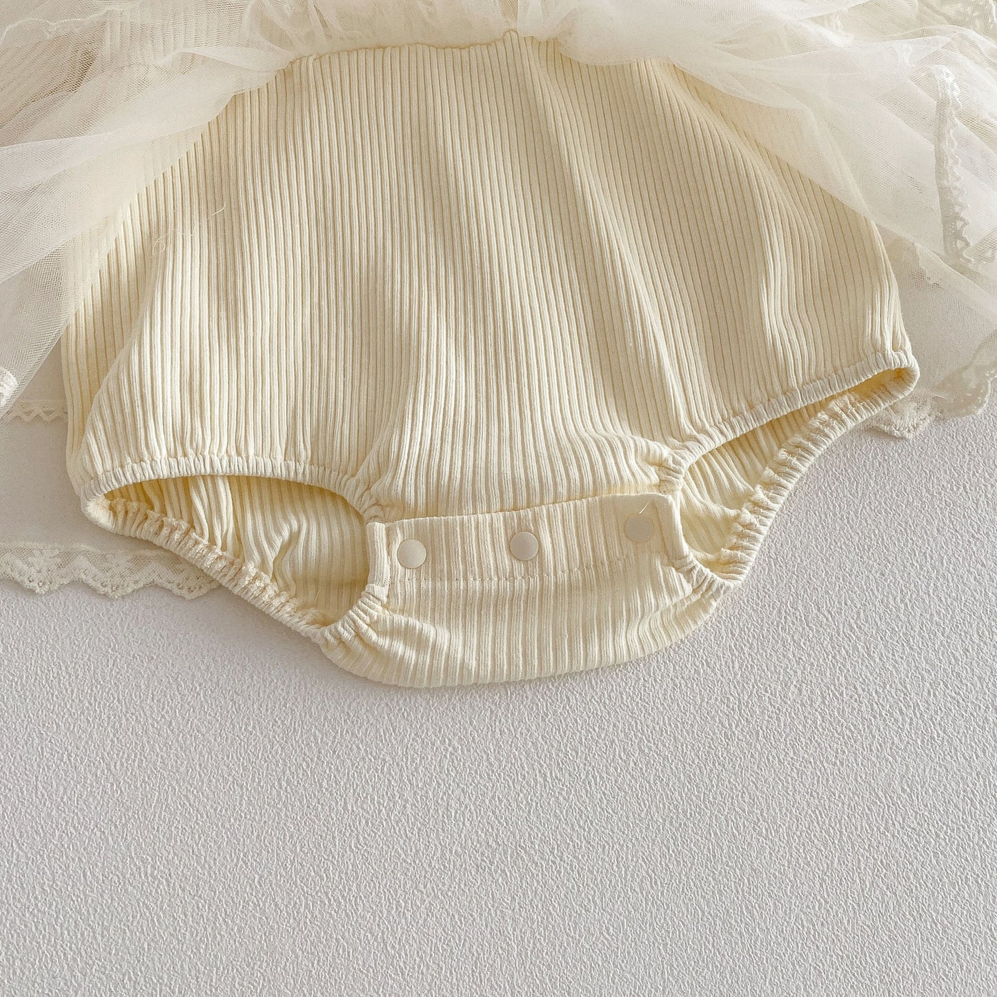 Spring Arrival Baby Girls Long Sleeves Lace Trim Tulle Decorated Bodysuit Dress, MyKids-USA®, Baby & Toddler Dresses, MyKids-USA - - - - - - - .