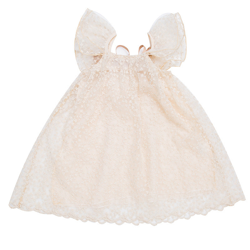 Summer Hot Selling Baby Kids Girls Fly Sleeves Lace Embroidery Design Princess Floral Tulle Dress, MyKids-USA®, Baby & Toddler Dresses, MyKids-USA - - - - - - -