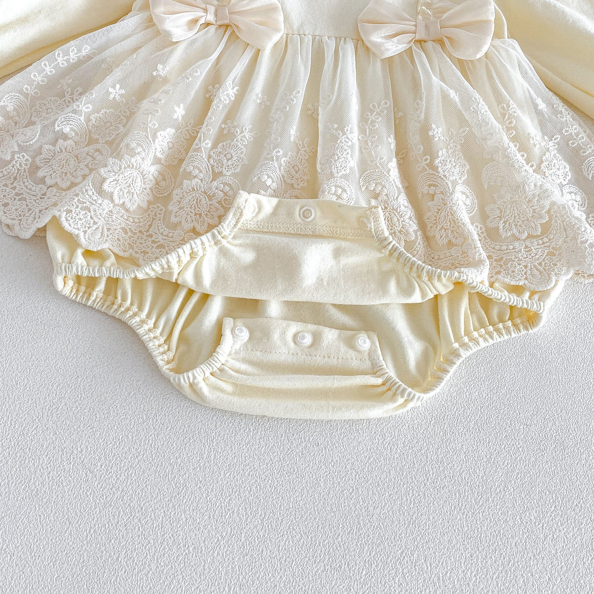 MyKids-USA® Autumn Arrival Baby Girls Long Sleeves Lace Trim Embroidered Pattern Bodysuit Dress