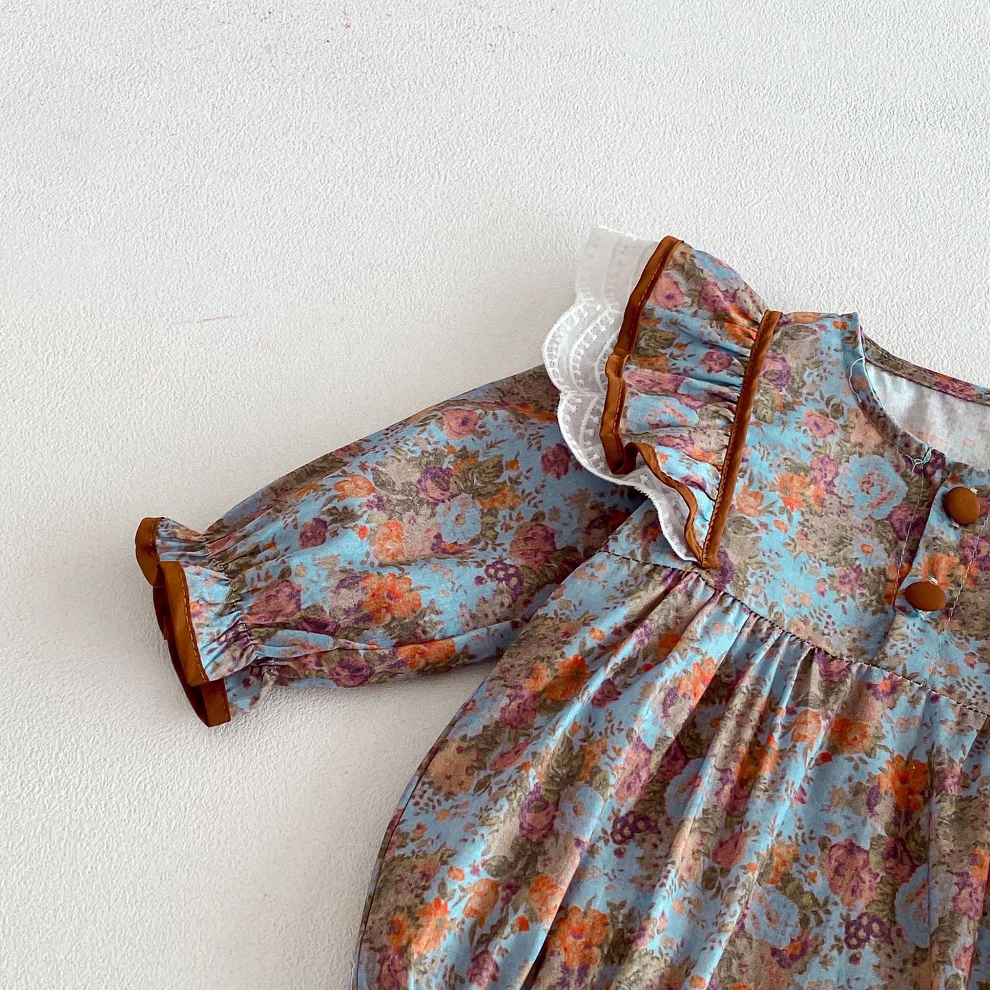 Spring Arrival Baby Girls Long Sleeves Vintage Floral Pattern Bodysuit