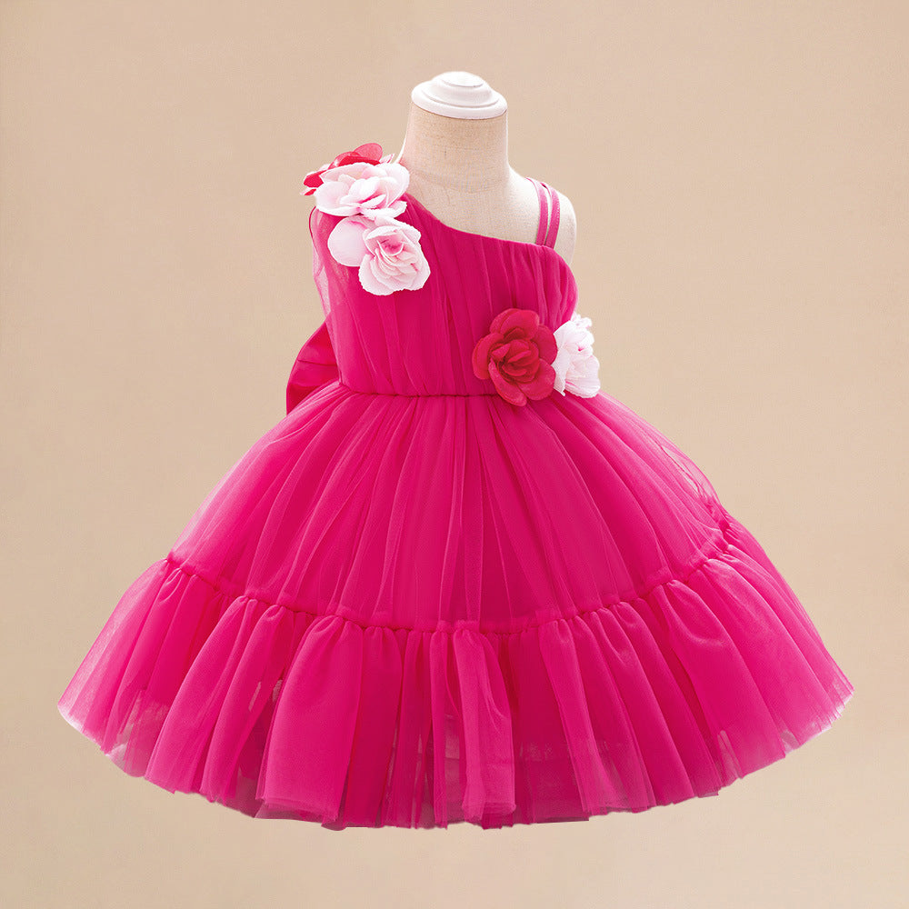 Summer Baby Kids Girls Princess Sleeveless 3D Flowers Birthday Tulle Dress, MyKids-USA®, Baby & Toddler Dresses, MyKids-USA - Size/Age - 73 (6-9M) - Color - Red - - - TR2406172341-D
