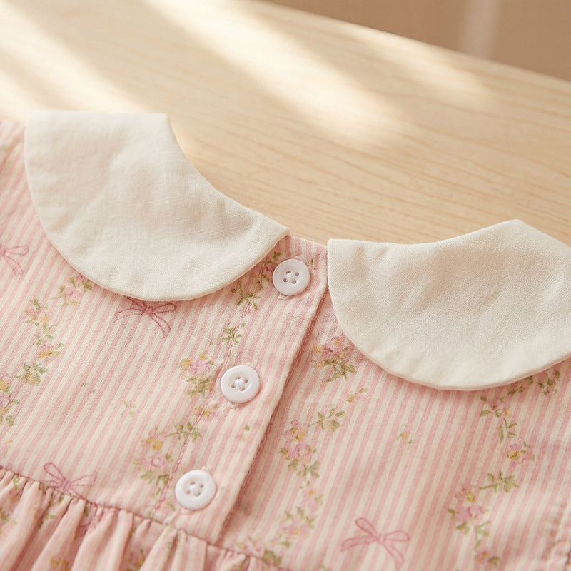Summer New Arrival Baby Girls Fly Sleeves Flowers and Striped Pattern Dress, MyKids-USA®, Baby & Children's Dresses, MyKids-USA® - - - - - - - .