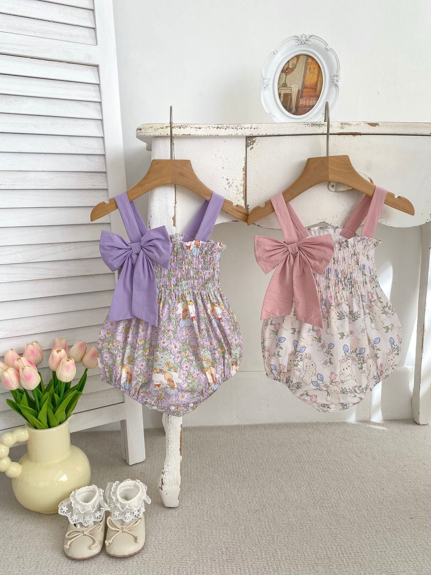 Summer Hot Selling Baby Girls Floral Cartoon Print Sleeveless Bows Strap Onesies, MyKids-USA®, Baby One-Pieces, MyKids-USA - - - - - - -