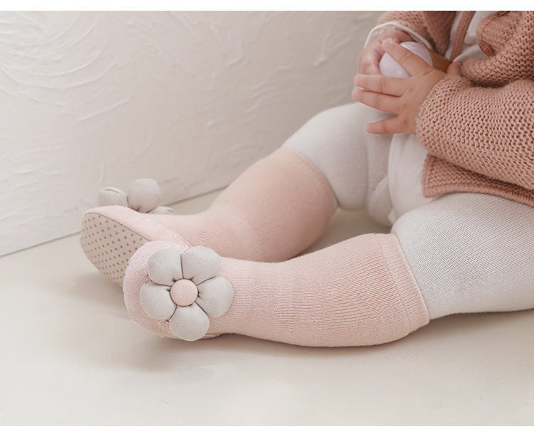 Baby Girl Big Flower Design Non-Slip Mid Tube Shoes, MyKids-USA®, Baby & Toddler Socks & Tights, MyKids-USA - - - - - - -