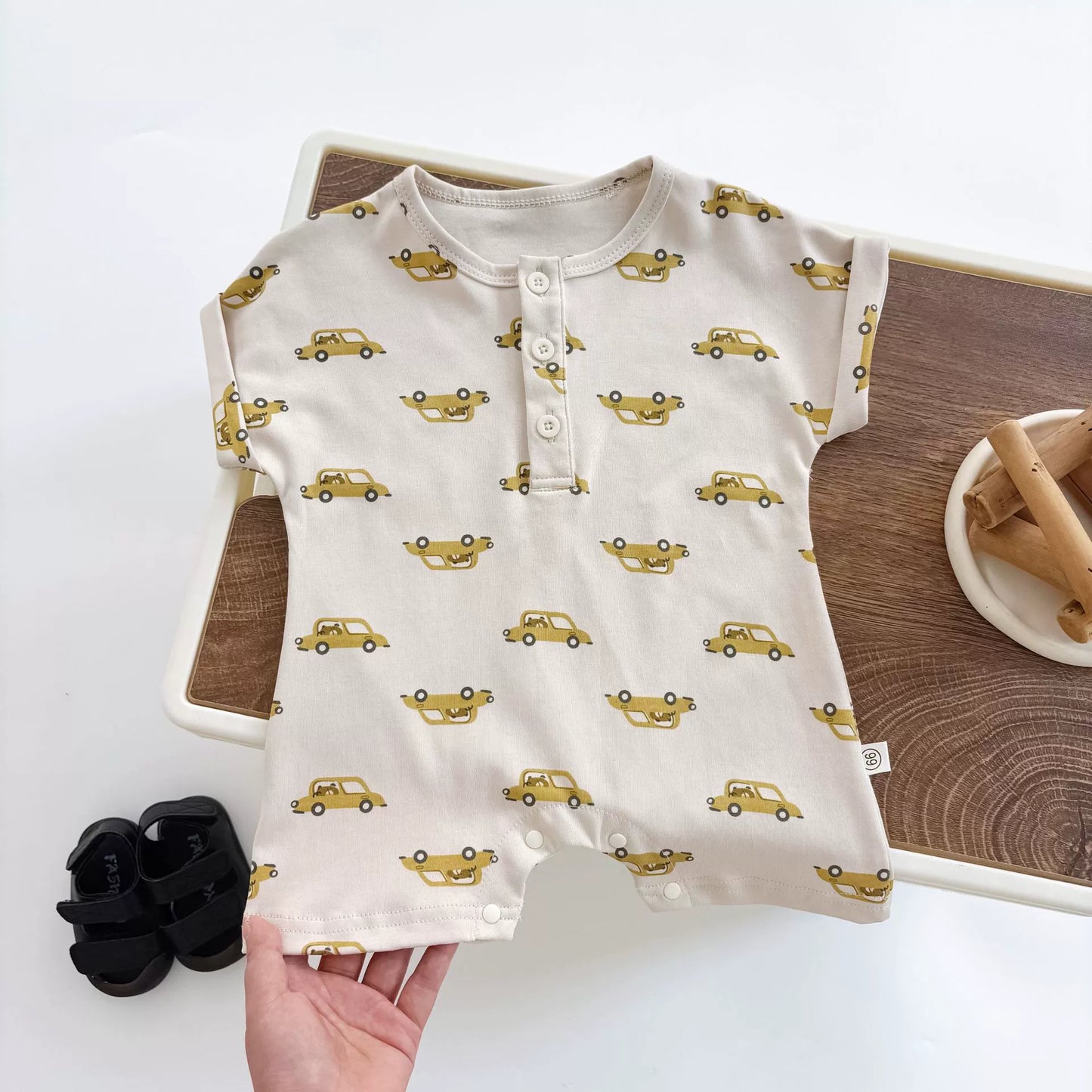 Summer Arrival Baby Unisex Cartoon Cars Pattern Short Sleeves Rompers, MyKids-USA®, Baby One-Pieces, MyKids-USA - - - - - - -