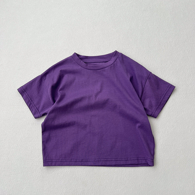 Baby Solid Color Thin Style Fashion Unisex T-Shirt, MyKids-USA®, Baby & Toddler Tops, MyKids-USA - Size/Age - 80 (9-12M) - Color - Purple - - - JM2205011947-D
