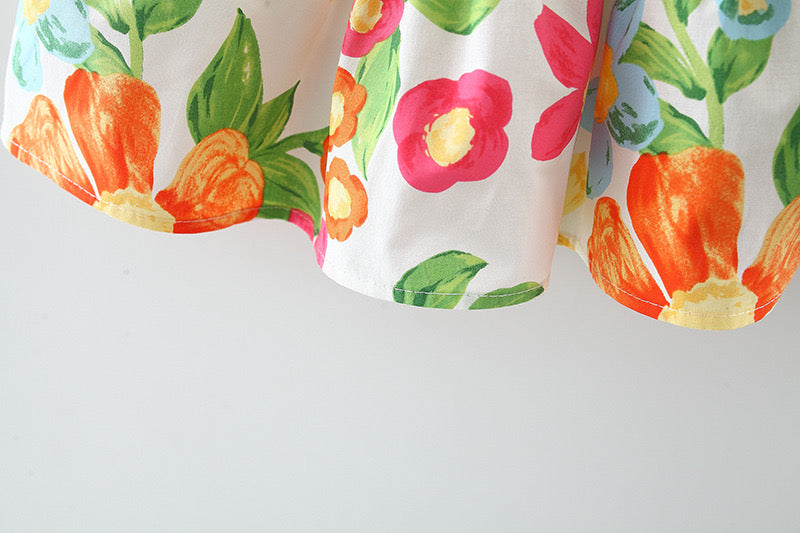 Baby Floral Pattern Short Sleeve Crewneck Dress with Purse, MyKids-USA®, Baby & Toddler Dresses, MyKids-USA - - - - - - -