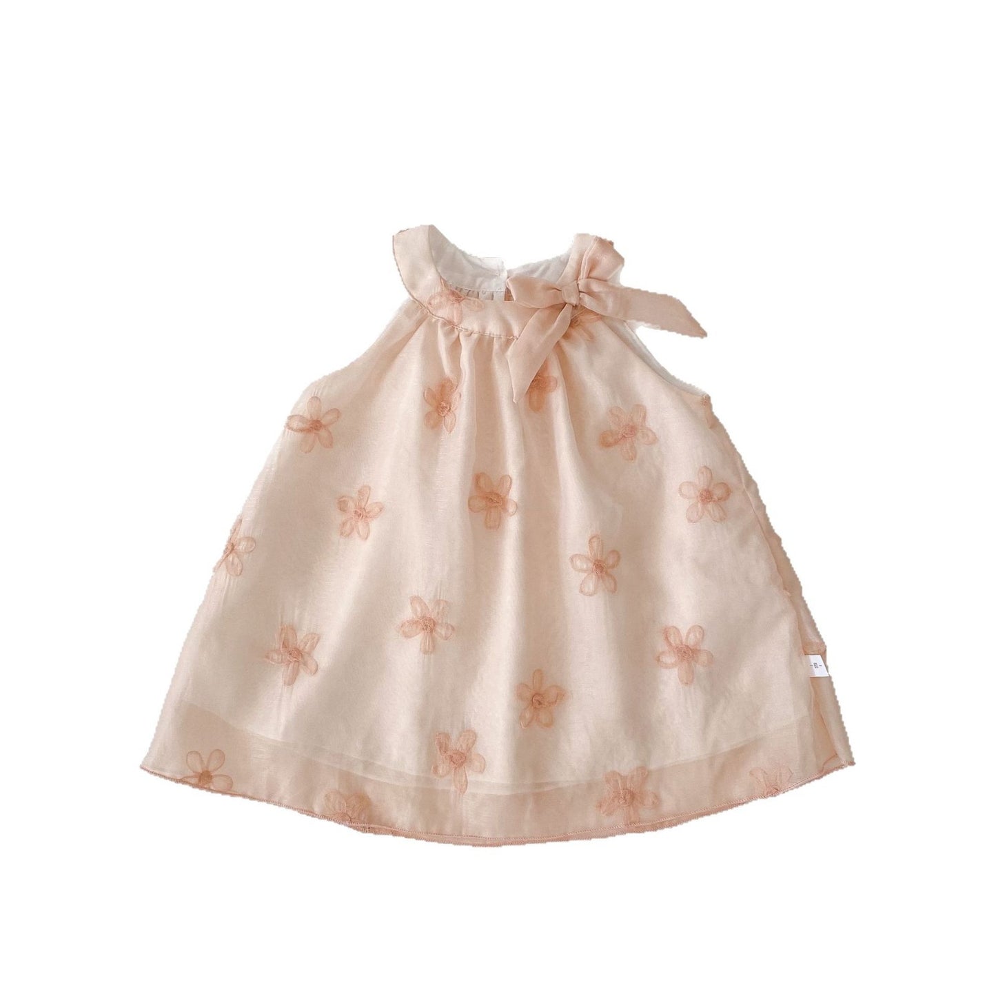 Summer Arrival Sleeveless Flowers Pattern Butterfly-bow Decorated Collar Dress for Stylish Girls, MyKids-USA®, Baby & Toddler Dresses, MyKids-USA - Size/Age - 73 (6-9M) - Color - Pink - - - TR2504301701-B